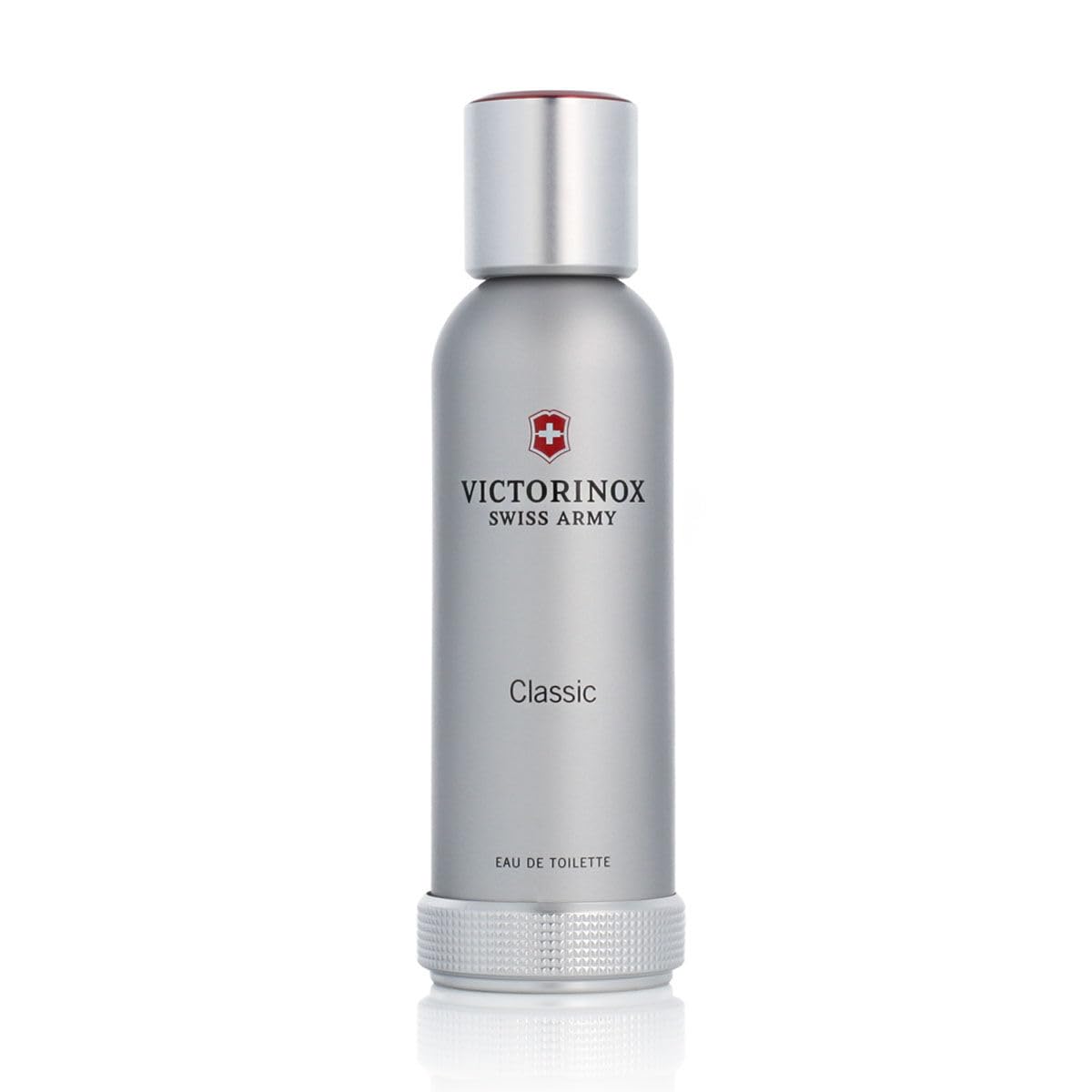Authentic Swiss Army by Swiss Army fragrance bottle for men alongside its signature silver protective retail box.
