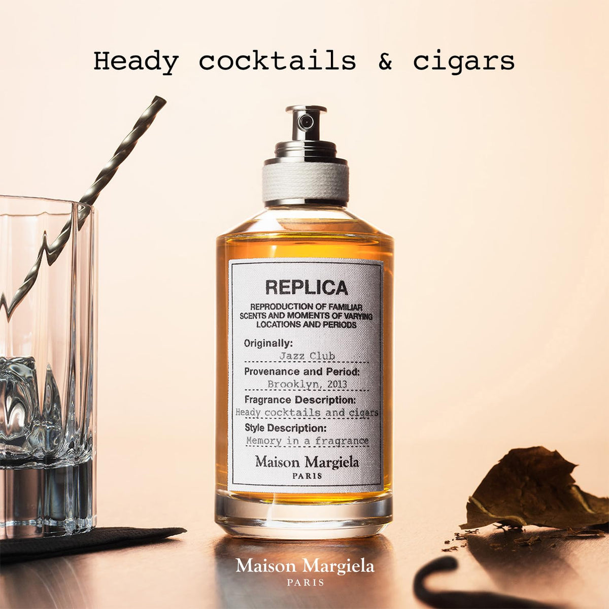 Maison Margiela Replica Jazz Club premium tobacco and vanilla scent profile display