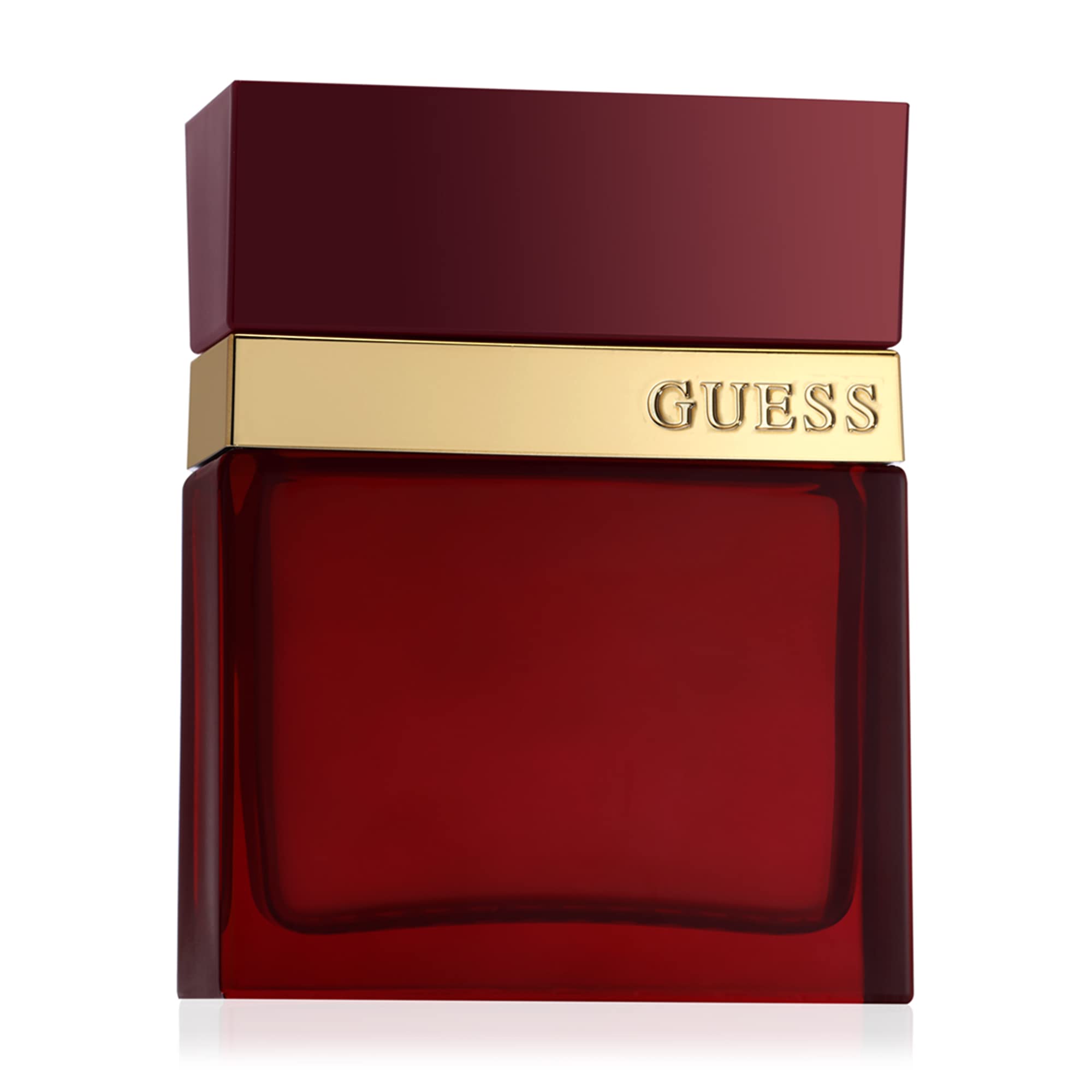 Crimson glass bottle of Guess Seductive Red for men