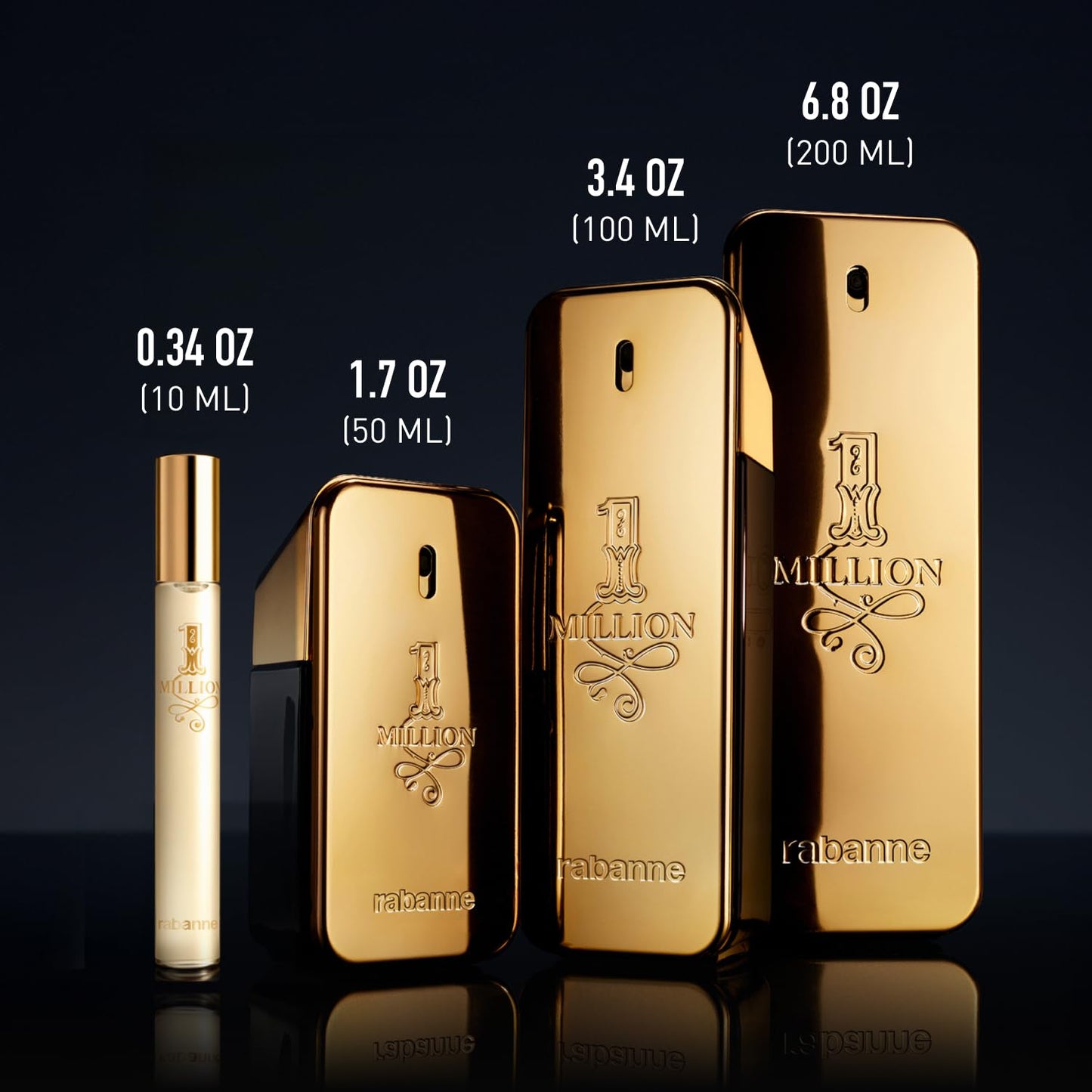 Rabanne 1 Million spicy leather fragrance gold bar bottle side angle view