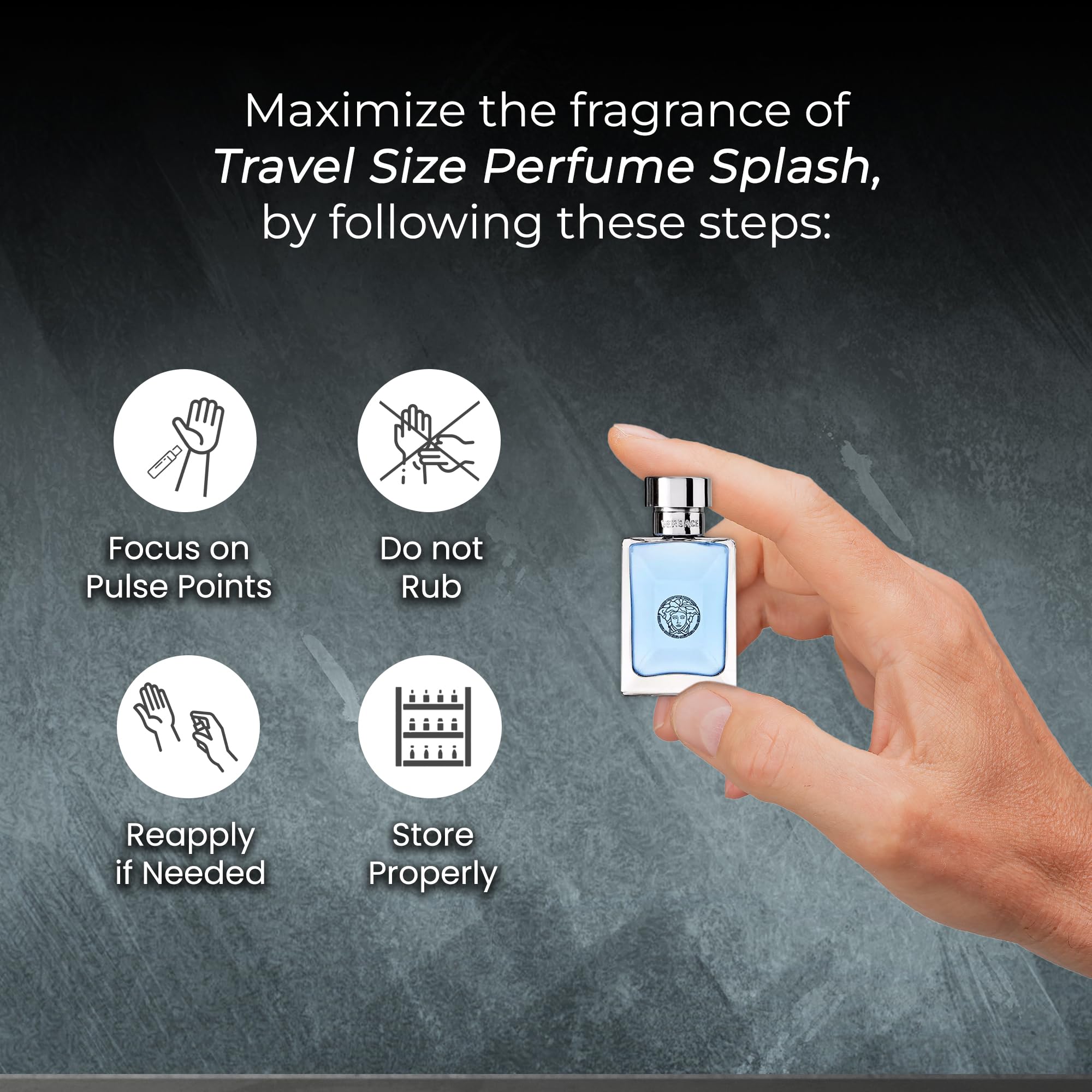 Side profile of the Pour Homme and Eau Fraiche mini perfumes highlighting the compact travel friendly design.