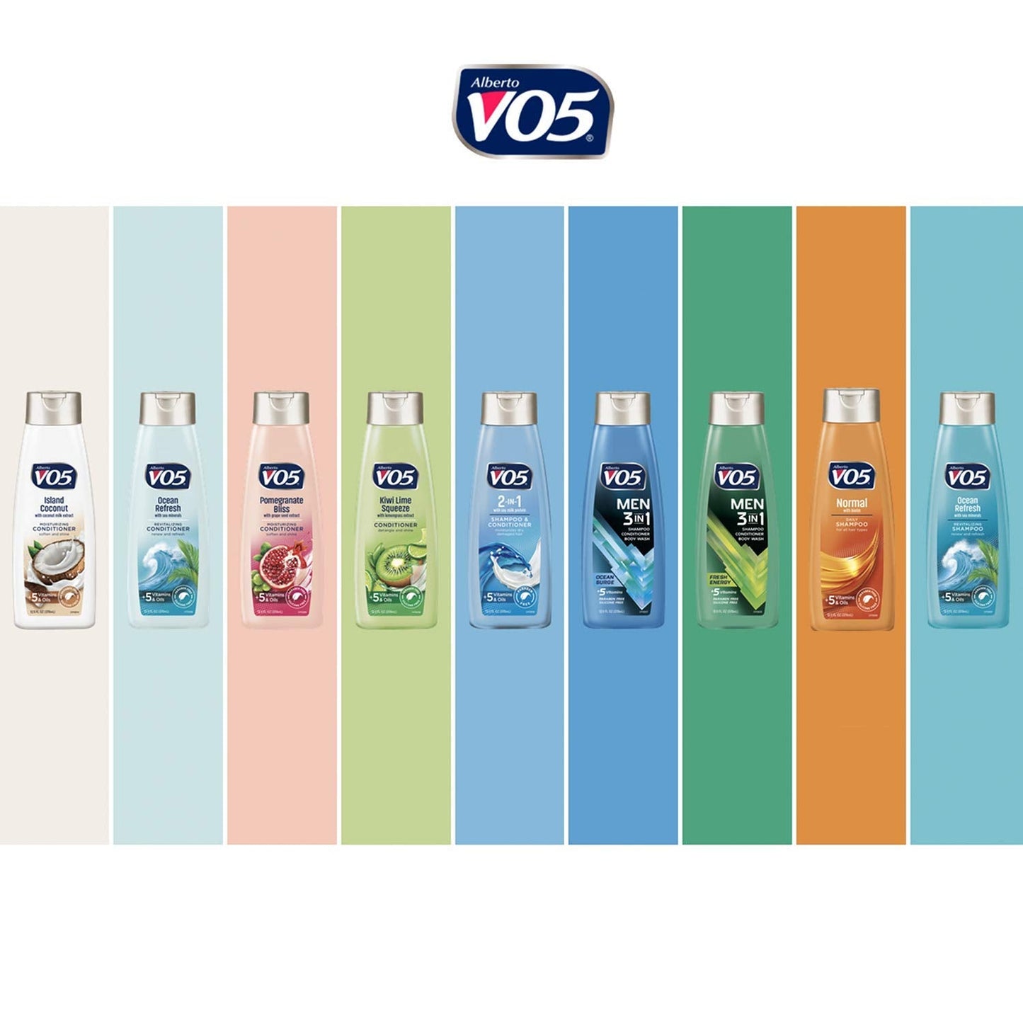 Alberto VO5 3-in-1 bottle isolated on a clean white background
