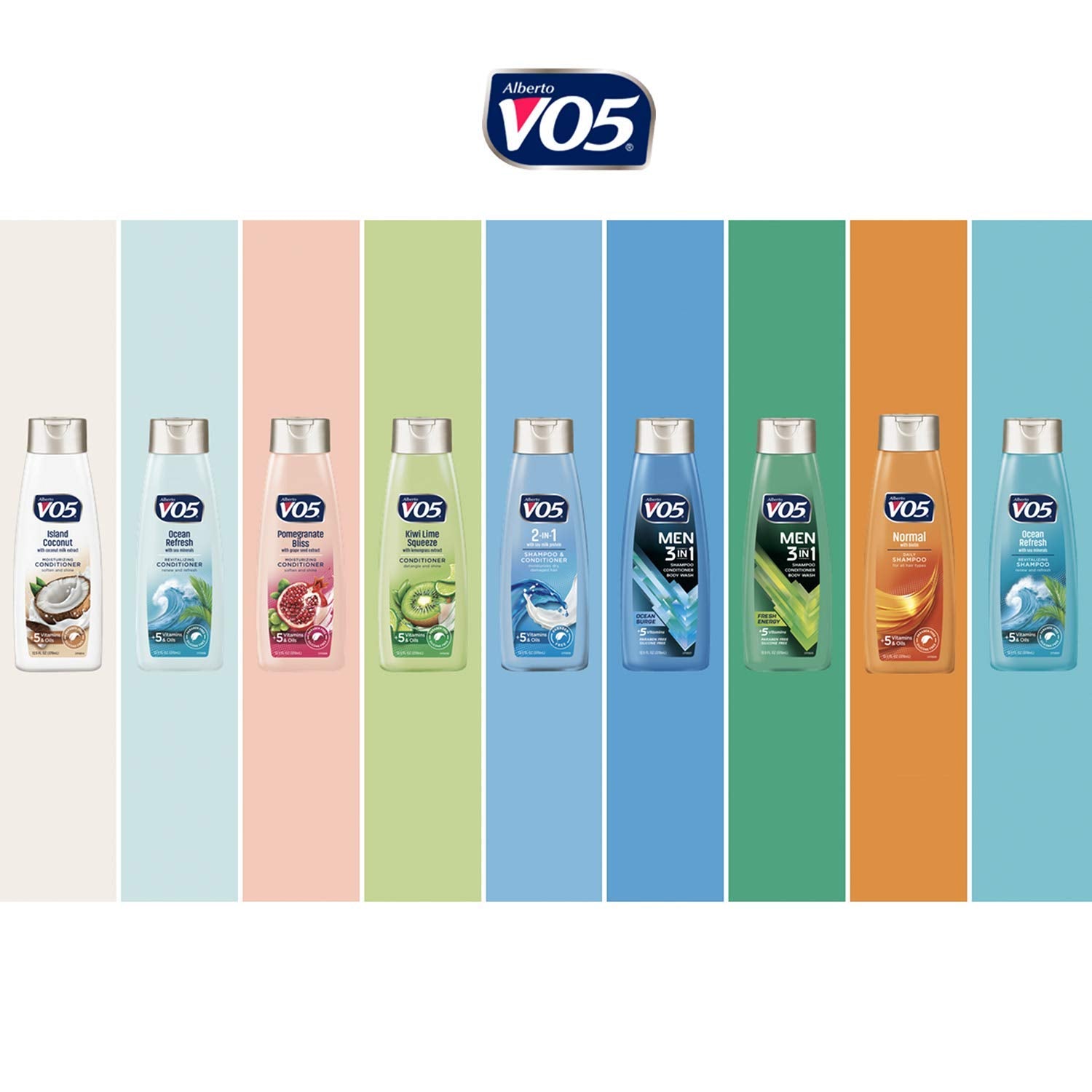 Alberto VO5 3-in-1 bottle isolated on a clean white background