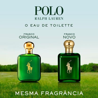 Full packaging display of the Ralph Lauren Polo Green Eau de Toilette box alongside the authentic product container.