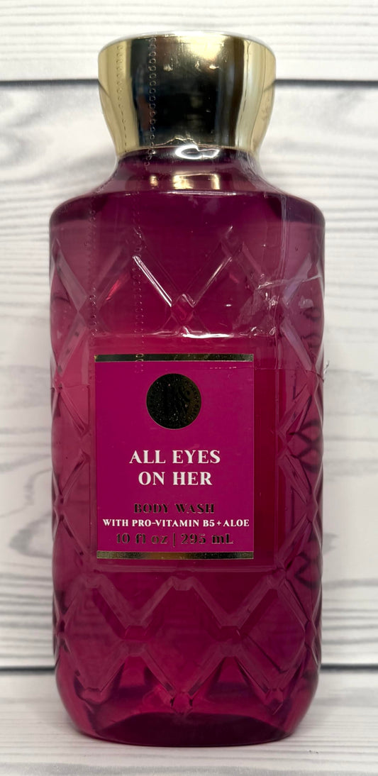 Authentic USA imported Bath and Body Works All Eyes On Her 3-in-1 hair face and body wash bottle.