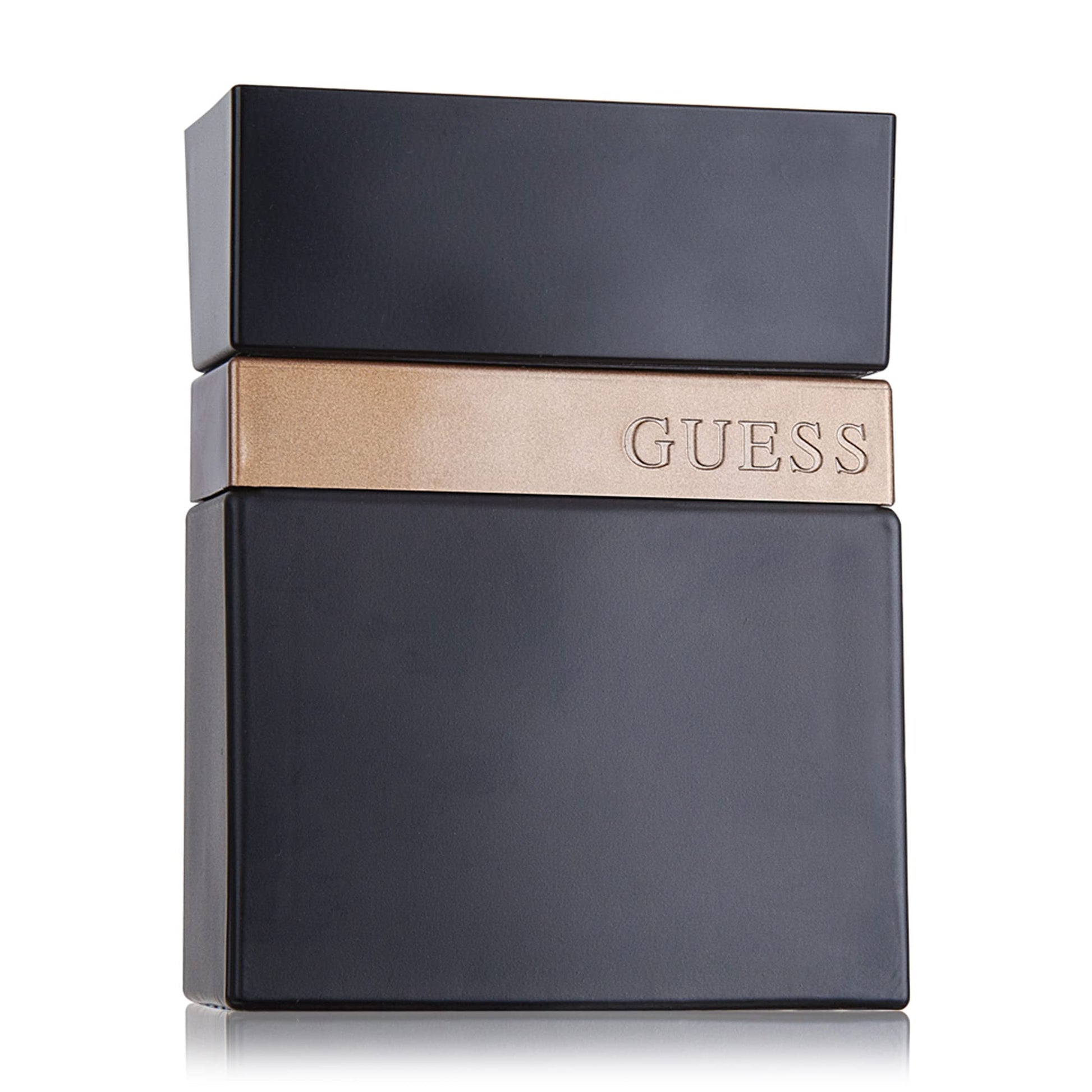 Authentic GUESS Seductive Noir cologne spray bottle with its distinct masculine packaging design.