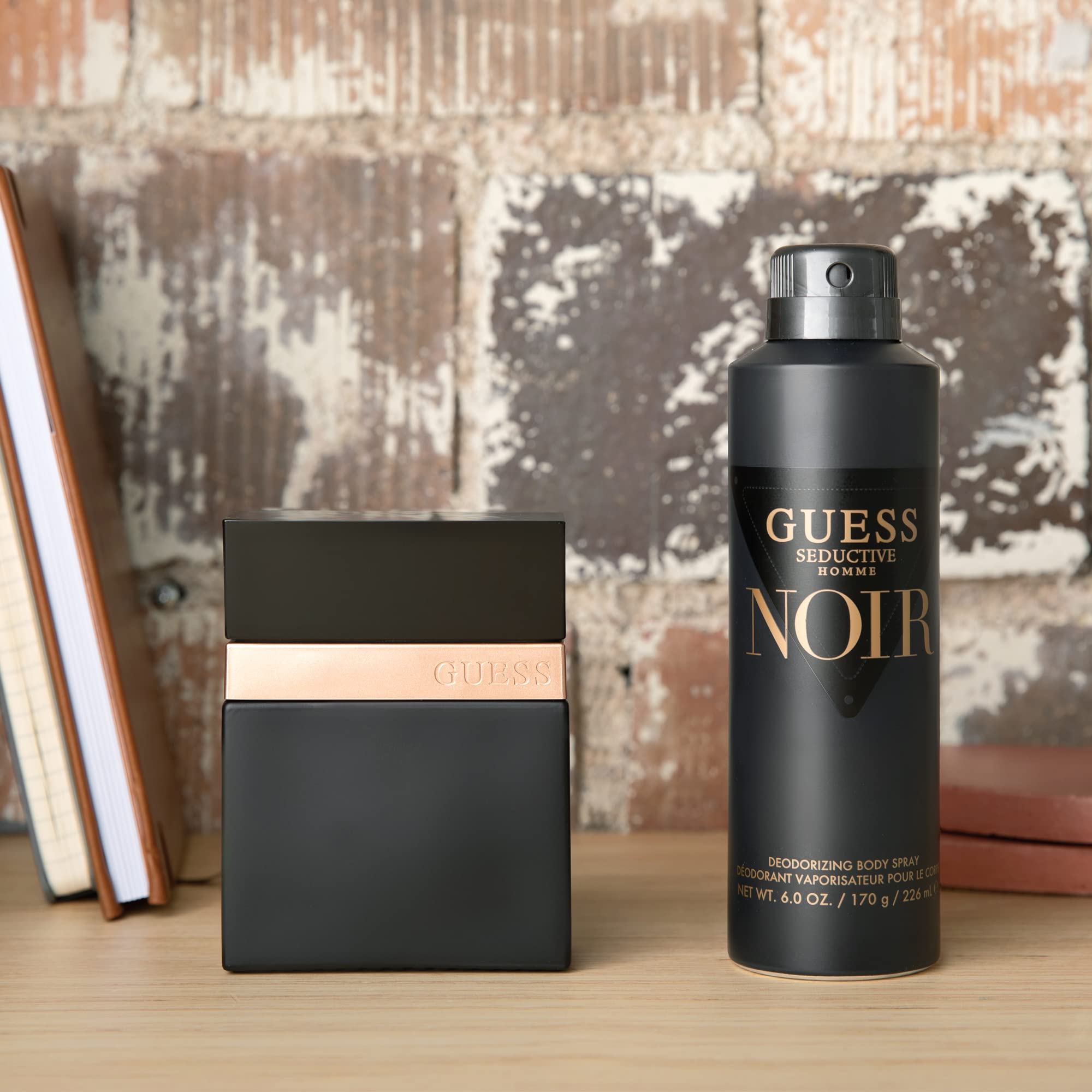 GUESS Seductive Noir Eau de Toilette bottle displayed next to its original protective retail box.
