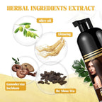 Semi permanent dark brown color shampoo package detailing safe usage directions