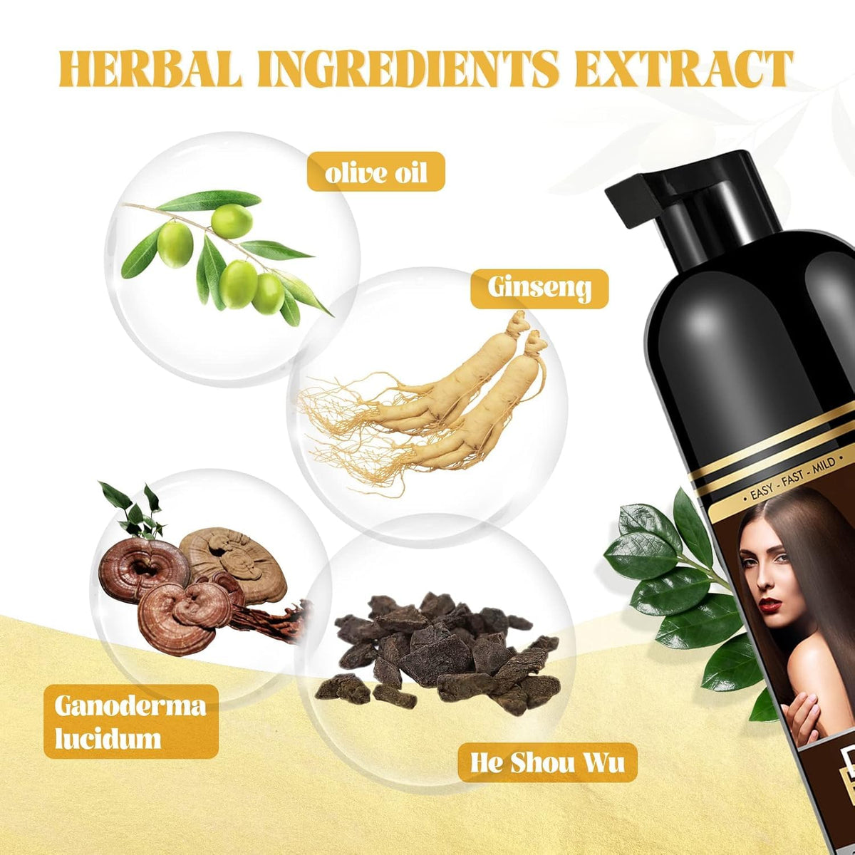 Semi permanent dark brown color shampoo package detailing safe usage directions