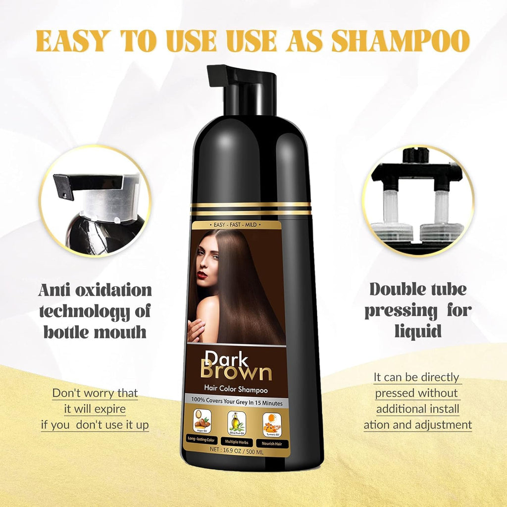Natural plant ingredient enriched hair coloring shampoo packaging graphics view
