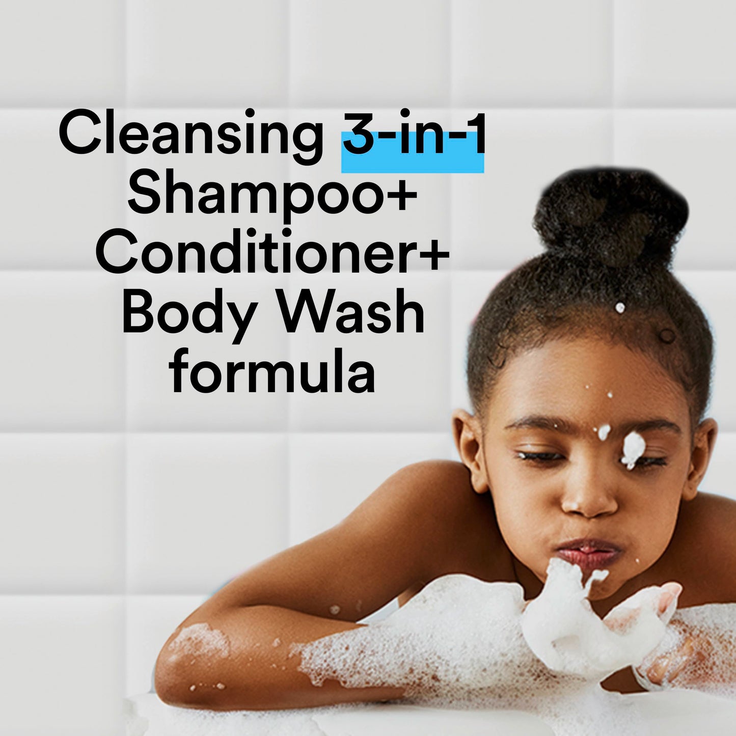 Suave Kids 3-in-1 shampoo conditioner pump mechanism close up for easy bath time application.