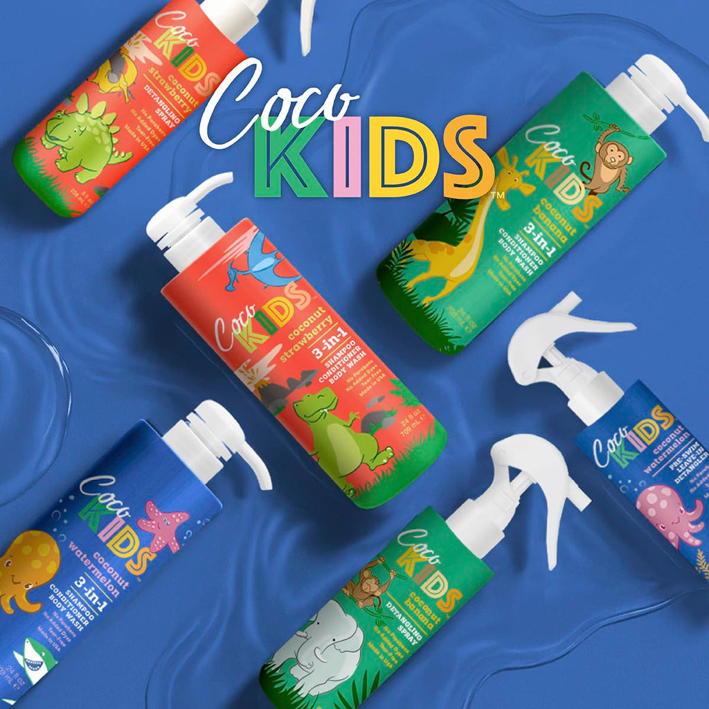 Cocomagic Coco Kids multi purpose shampoo conditioner body wash bottle standing upright