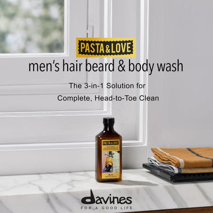 Davines 3-in-1 men shower gel shampoo and beard cleanser liquid formula packaging
