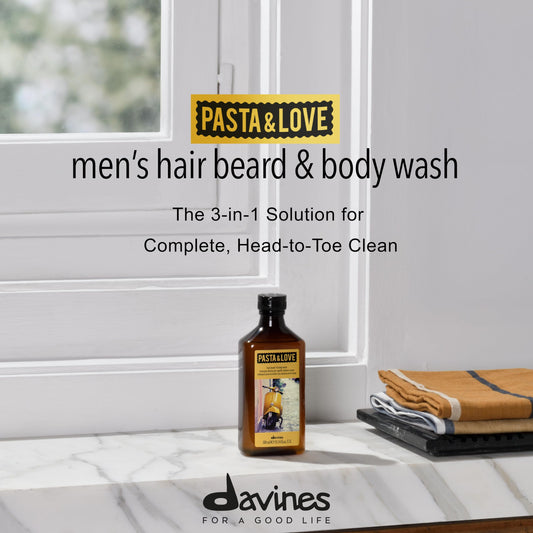 Davines 3-in-1 men shower gel shampoo and beard cleanser liquid formula packaging