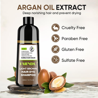 Ammonia free herbal hair dye shampoo for men and women showing application time.