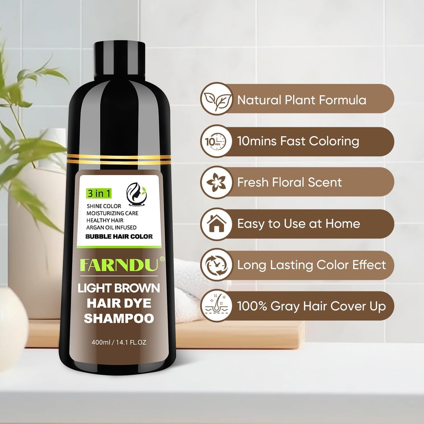 Natural botanical ingredients label on the back of the brown shampoo dye.