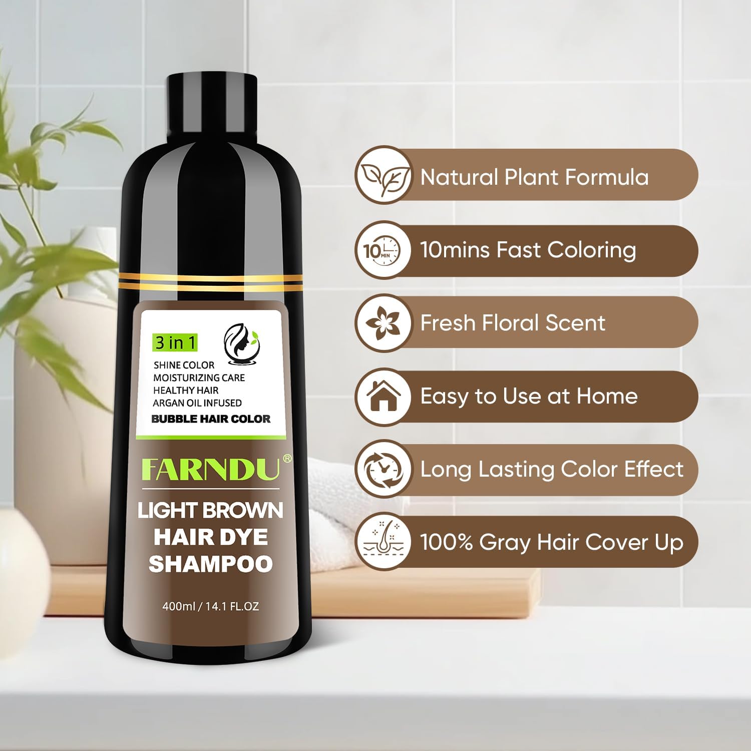 Natural botanical ingredients label on the back of the brown shampoo dye.