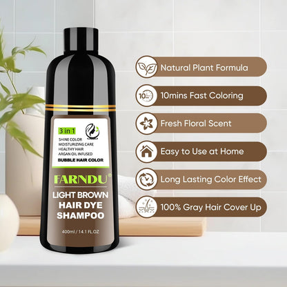 Natural botanical ingredients label on the back of the brown shampoo dye.
