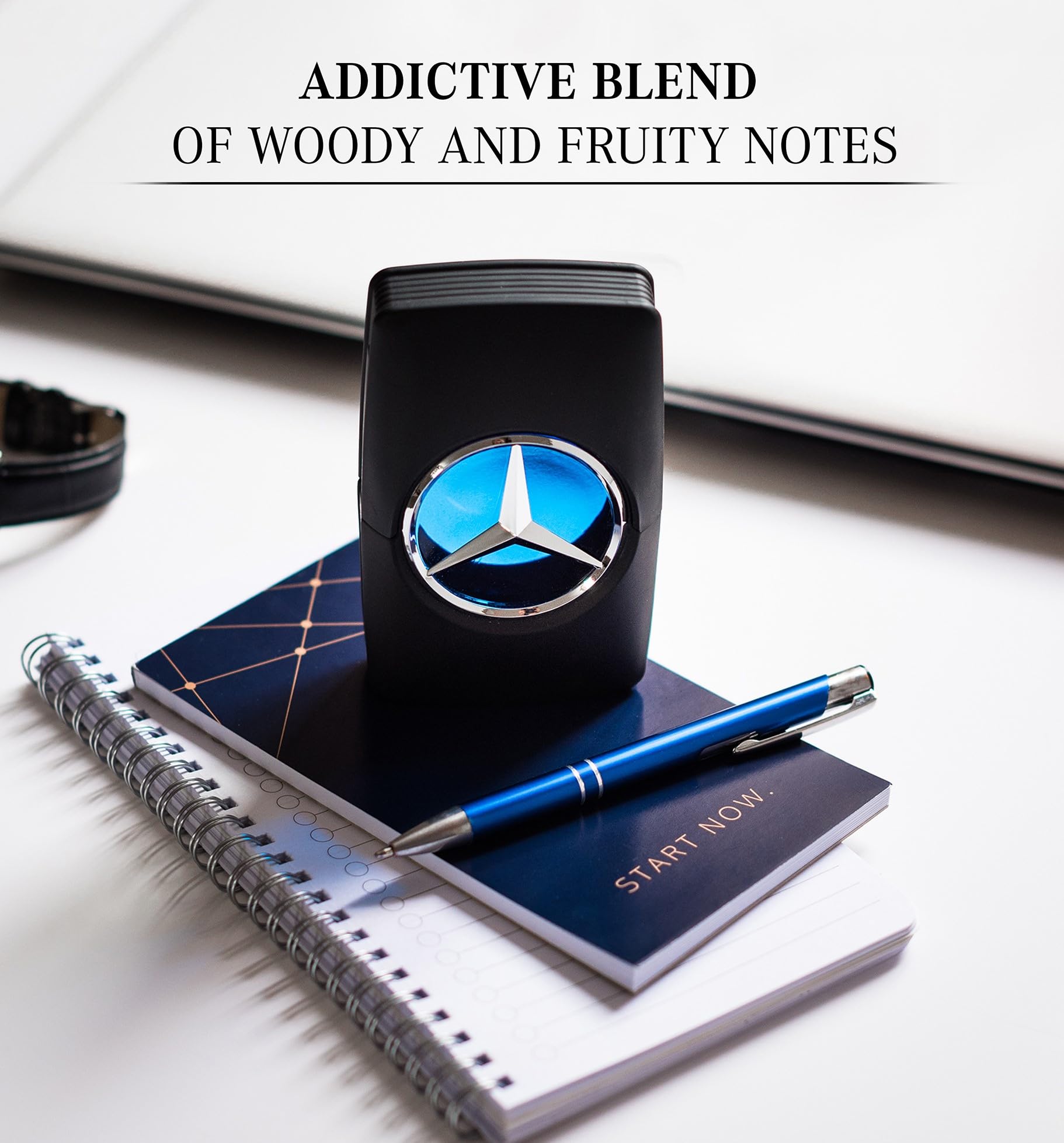 Close up of the imported Mercedes-Benz aromatic woody men's perfume spray nozzle