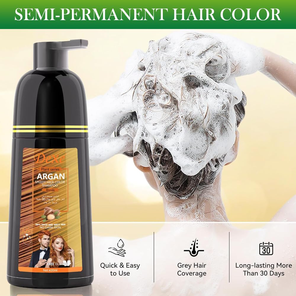 Back label of LUJAJIAO 3 in 1 hair color shampoo detailing the fast acting application method