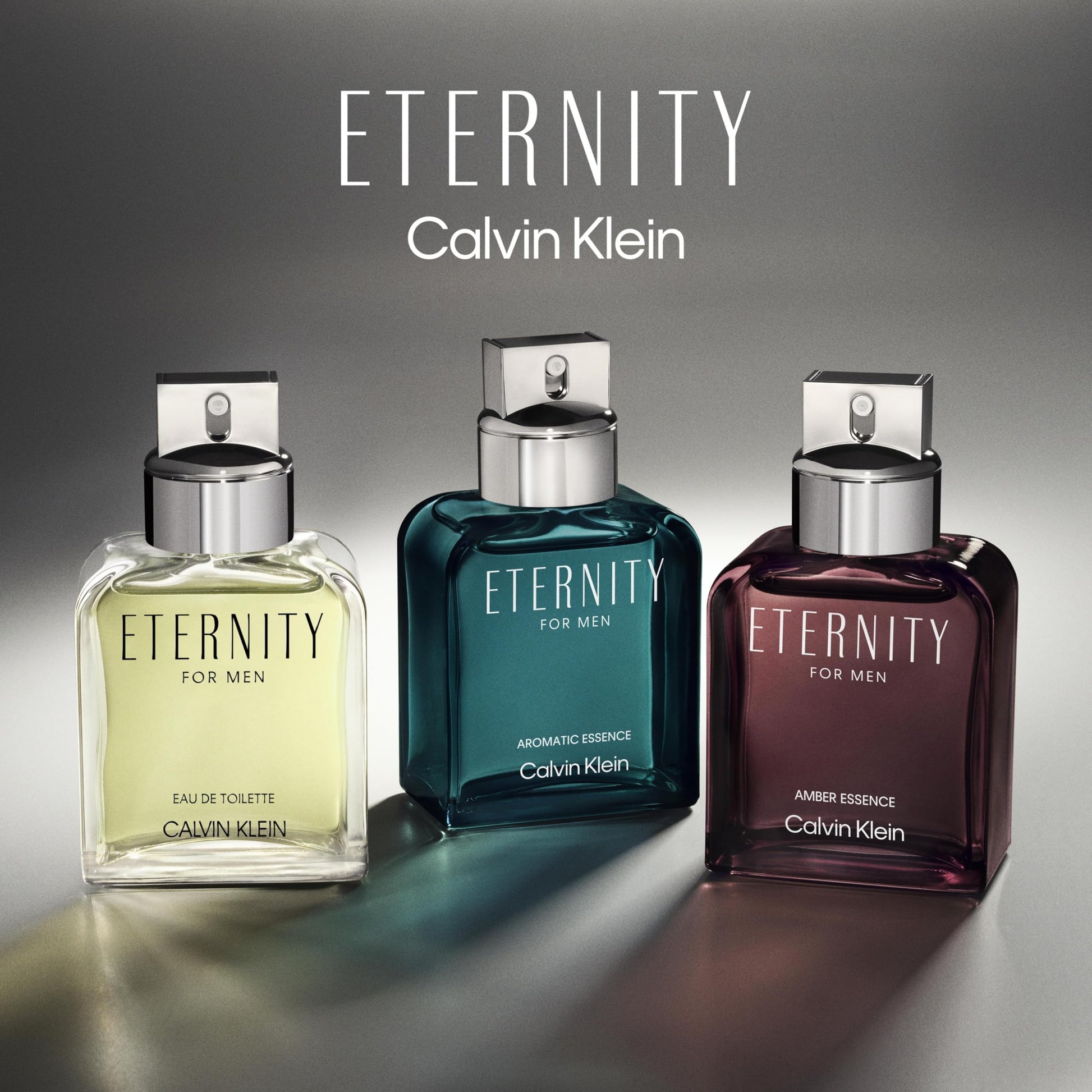 Side view angle of the iconic rectangular Calvin Klein Eternity 200ml men's perfume bottle