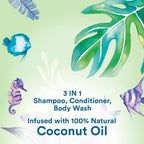 Back label of Suave Kids 3 in 1 showing natural coconut oil ingredients