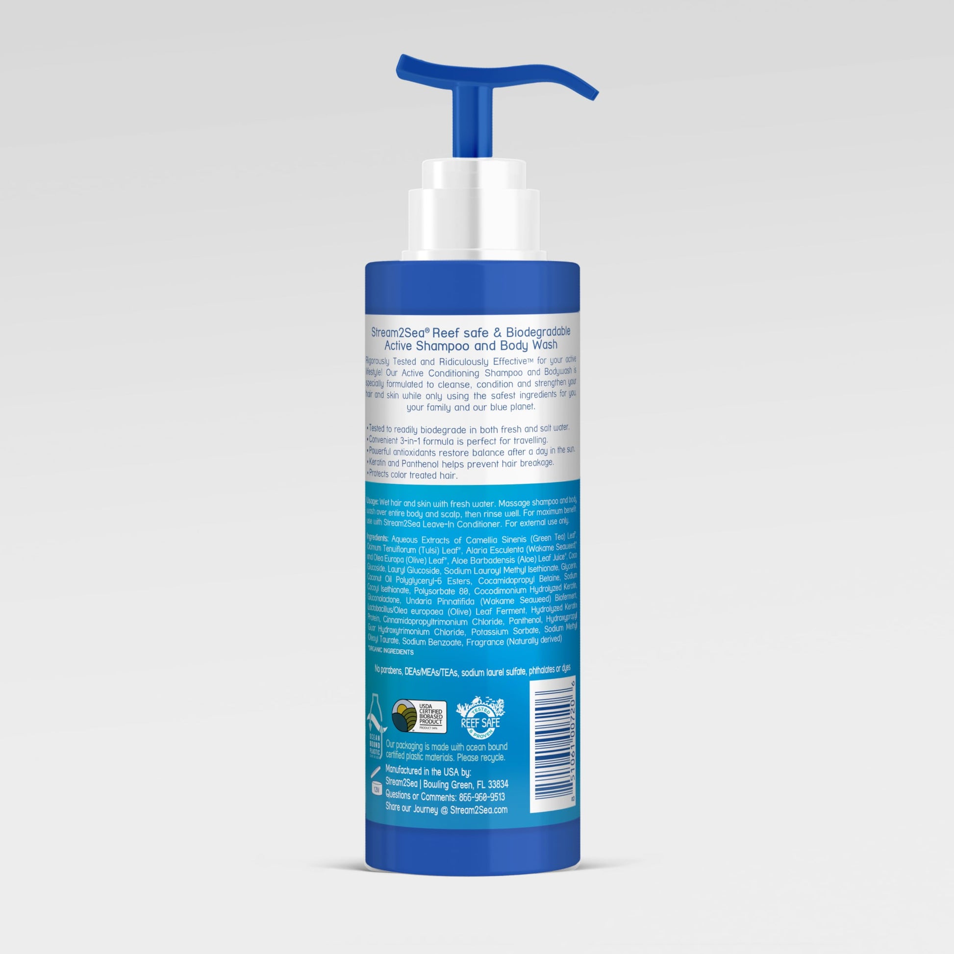 Stream2Sea reef-safe organic shampoo 32 fluid ounce bottle