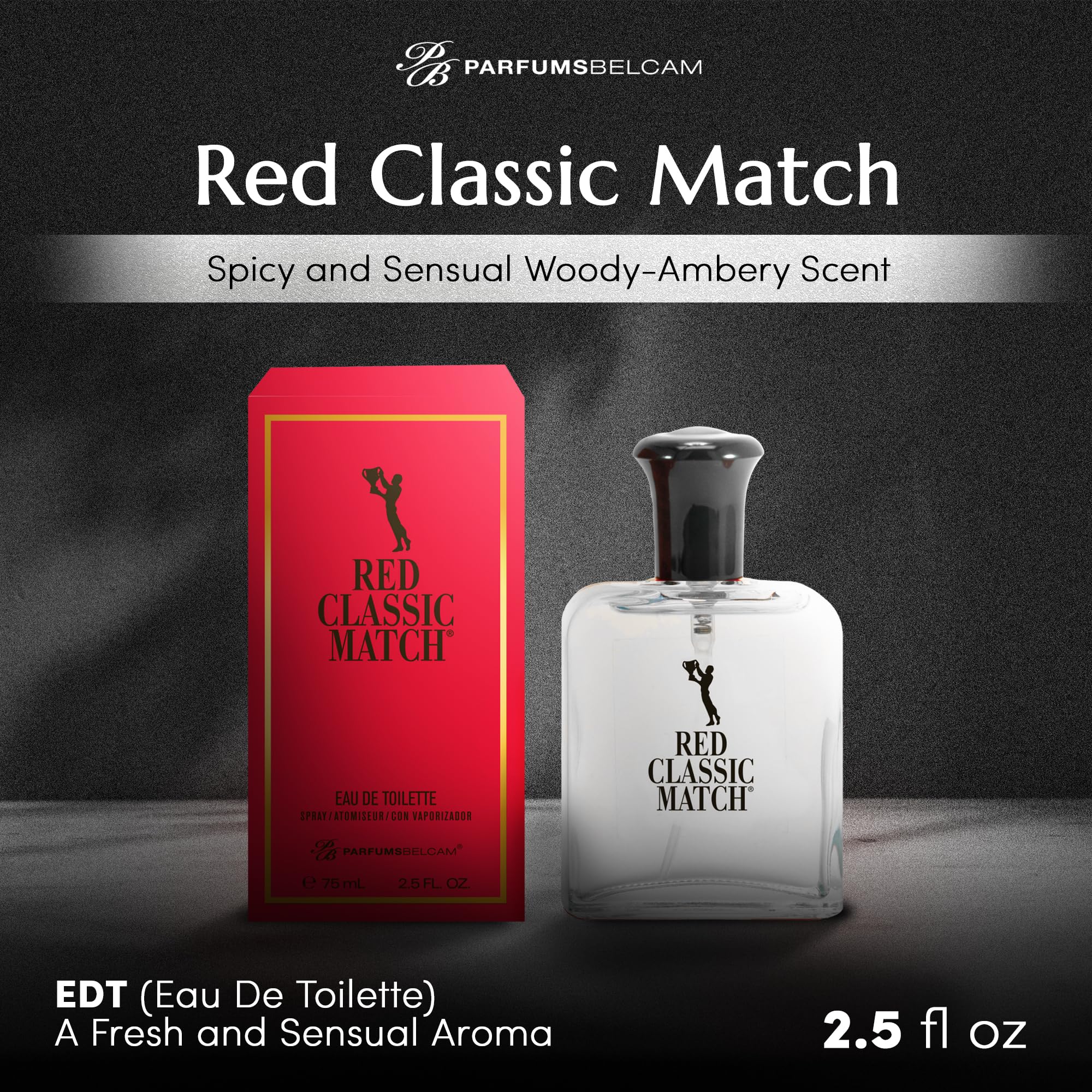 Authentic imported PB ParfumsBelcam men perfume bottle displayed on a clean background highlighting the seventy five milliliter size