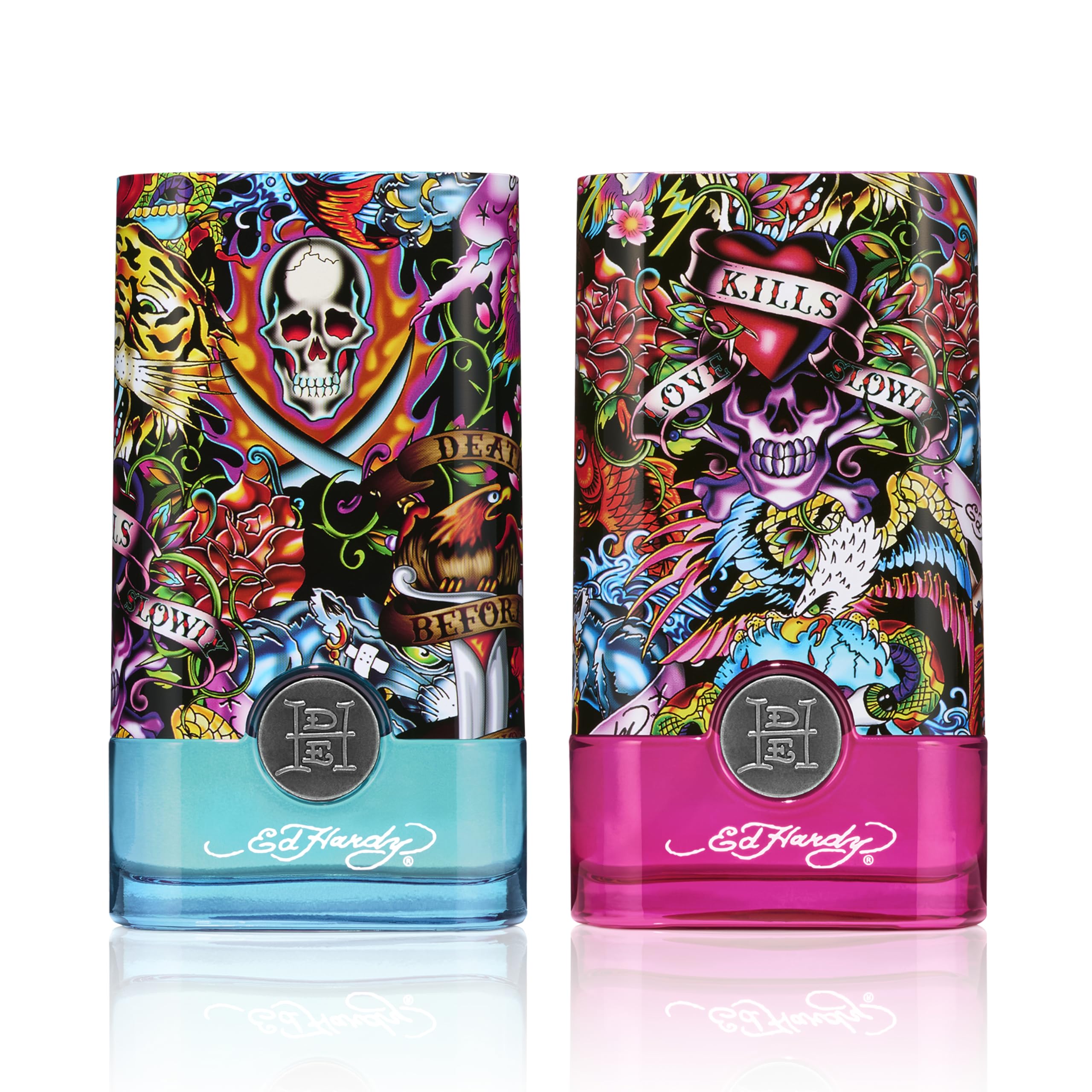 Authentic Ed Hardy fragrance collection display for men