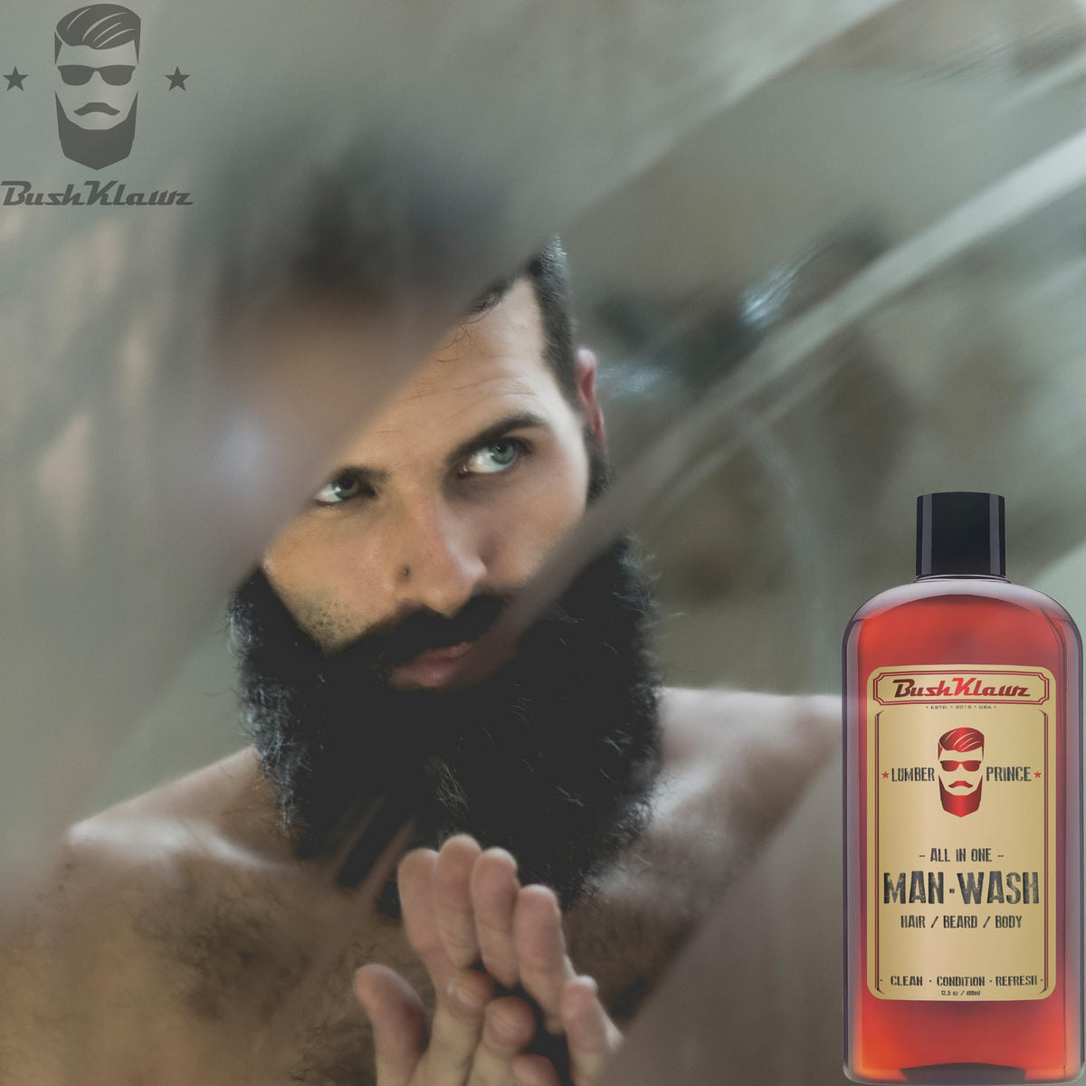 Lumber Prince all in one man wash bottle side view