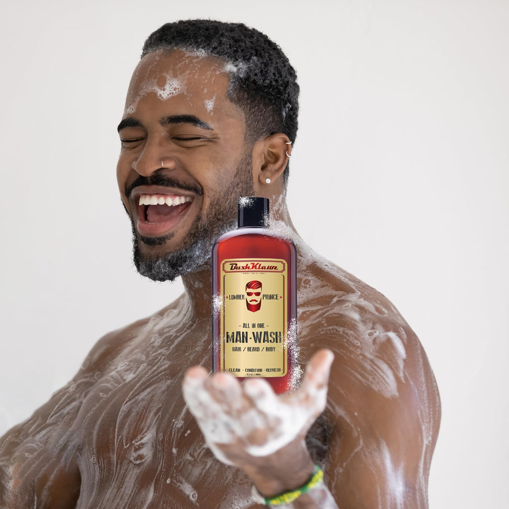 BushKlawz multi purpose hair beard and body wash travel size bottle