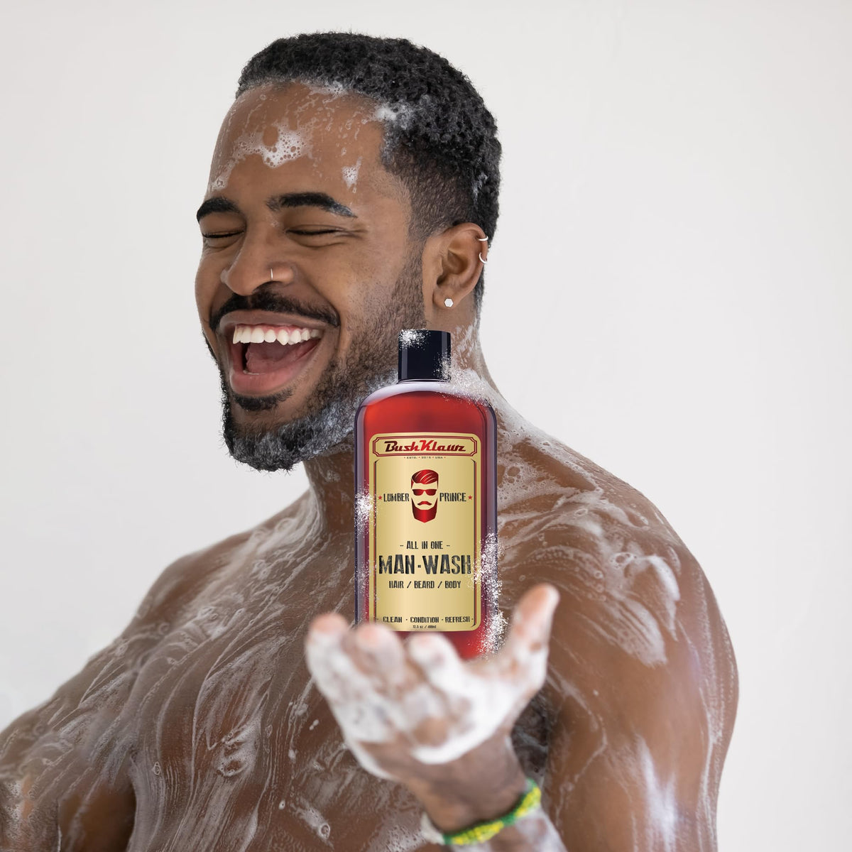 BushKlawz multi purpose hair beard and body wash travel size bottle