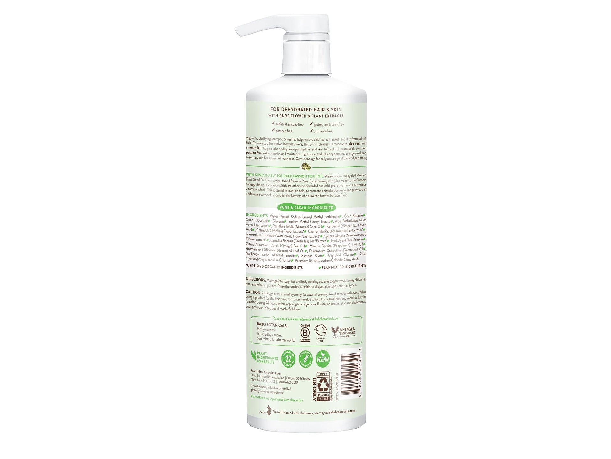 Babo Botanicals Purifying two in one shampoo and body wash for athletes and swimmers.
