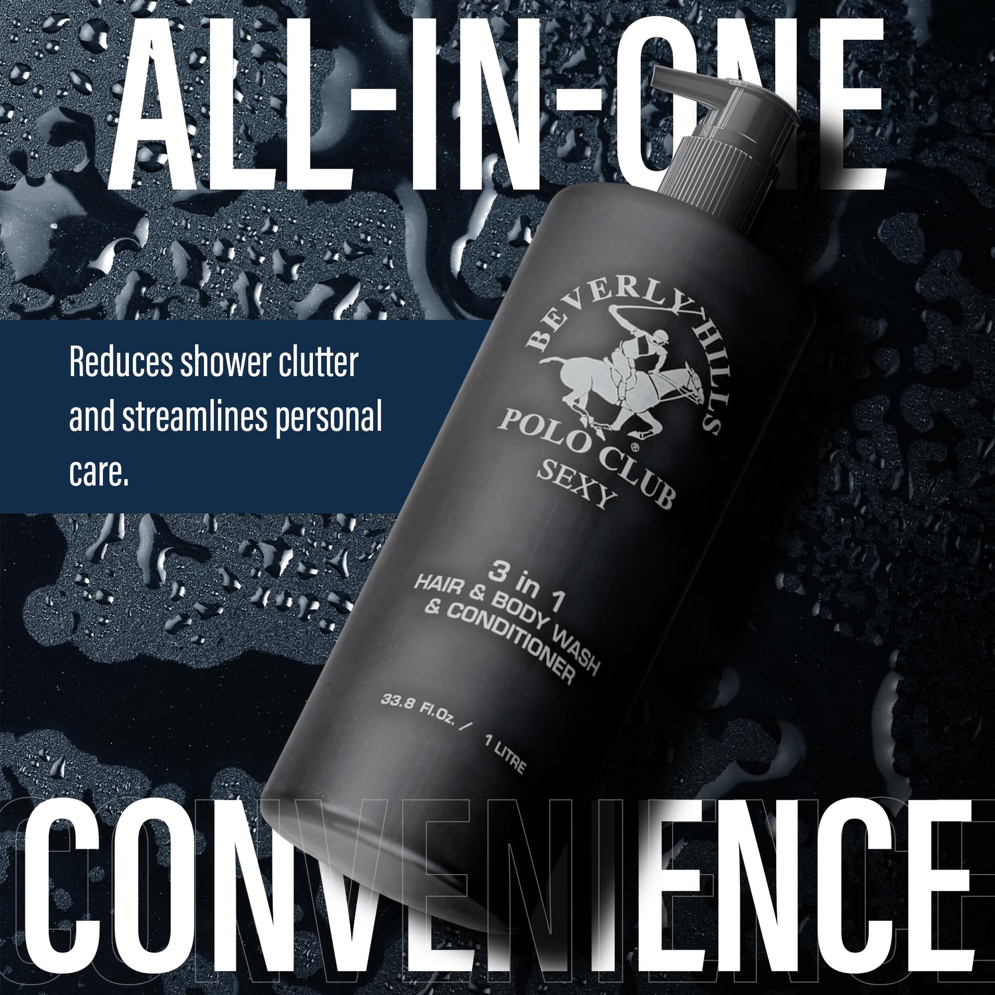 Authentic USA imported Beverly Hills Polo Club shampoo and body wash side label details