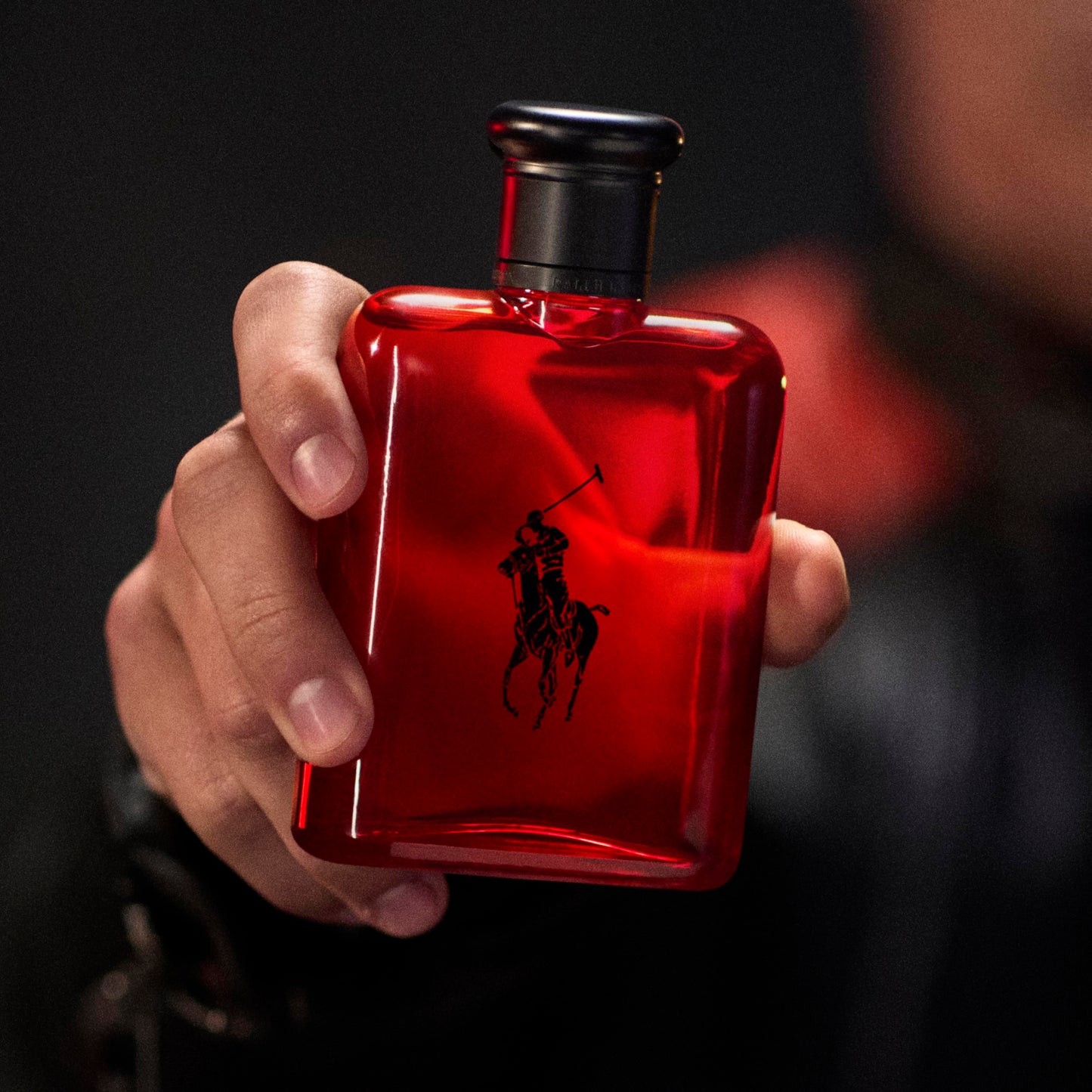 Imported Ralph Lauren Polo Red Eau de Toilette liquid spray nozzle closeup