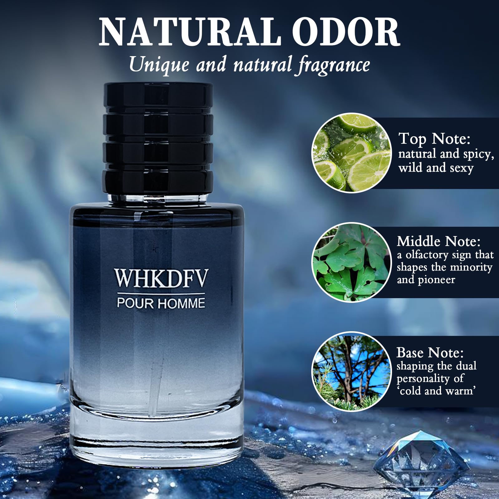 WHKDFV lemon pepper and cedar note cologne on plain background
