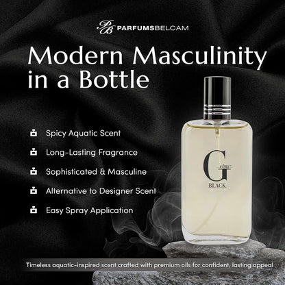 PB ParfumsBelcam G Eau Black 100 milliliter bottle standing upright