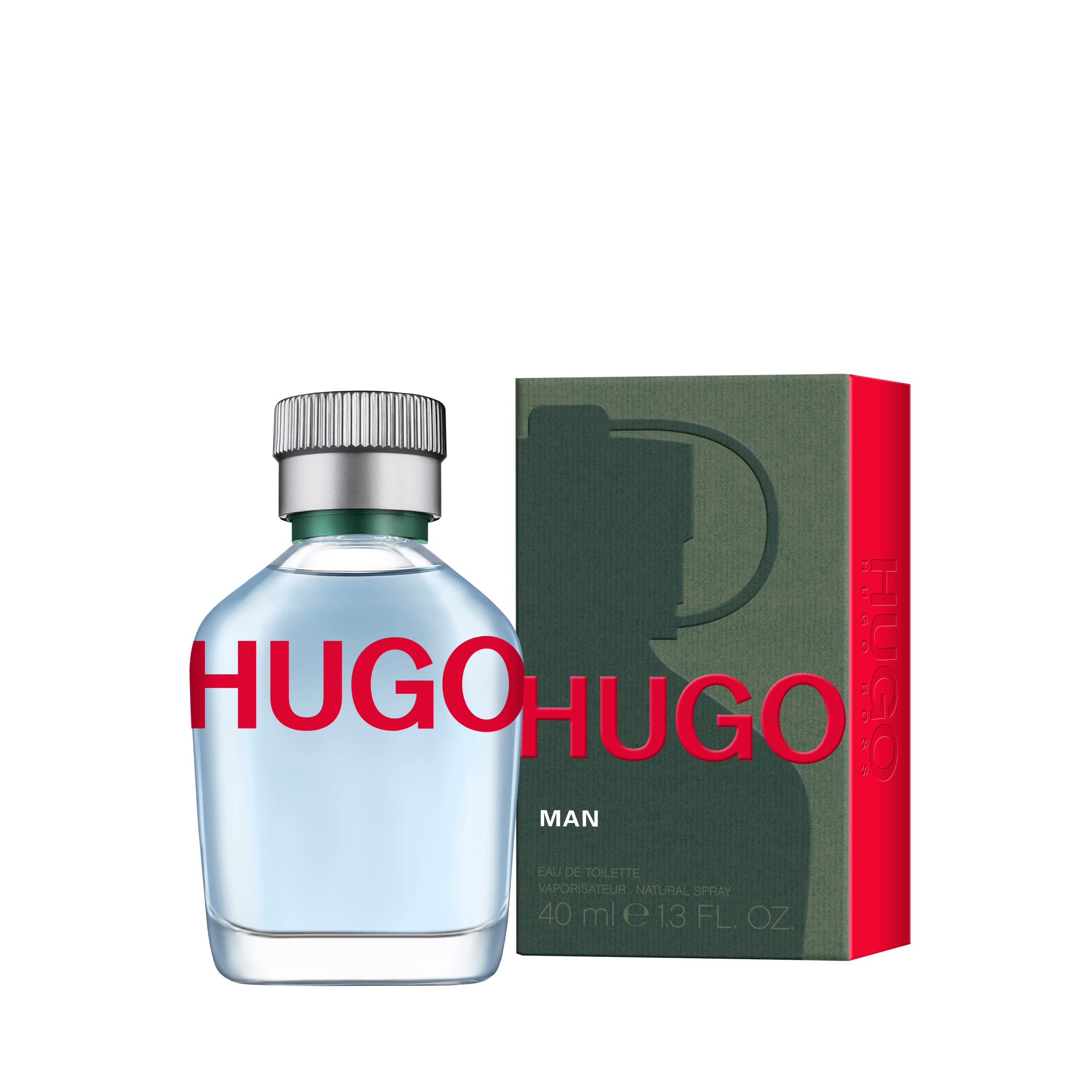 Authentic Hugo Boss Hugo Man perfume bottle with green logo branding