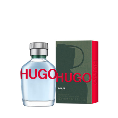 Authentic Hugo Boss Hugo Man perfume bottle with green logo branding