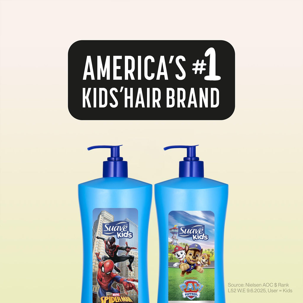 Suave Kids Spiderman and Paw Patrol character themed bath bottles