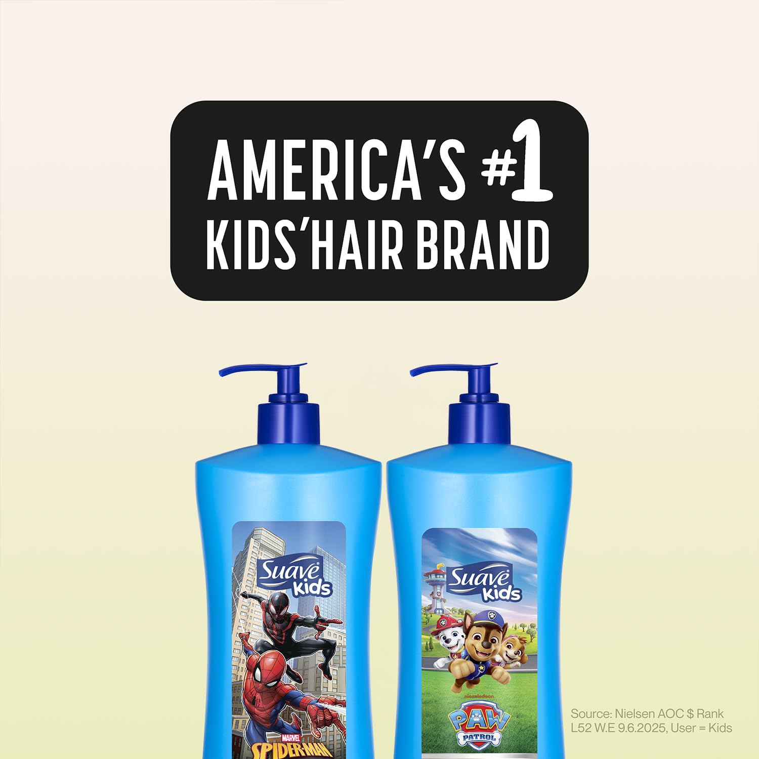 Suave Kids Spiderman and Paw Patrol character themed bath bottles