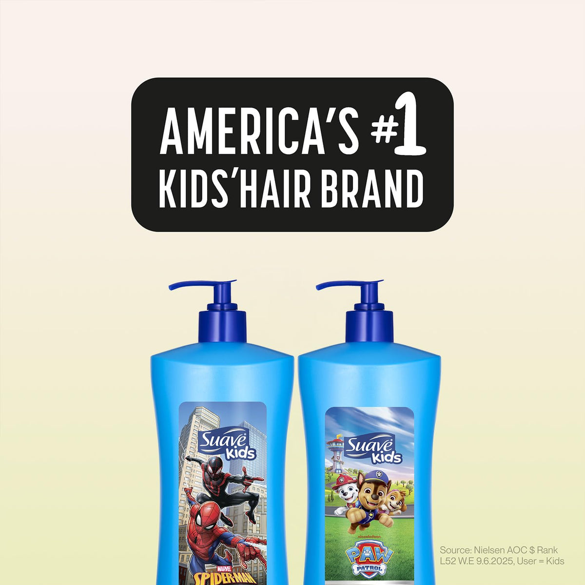 Suave Kids Spiderman and Paw Patrol character themed bath bottles