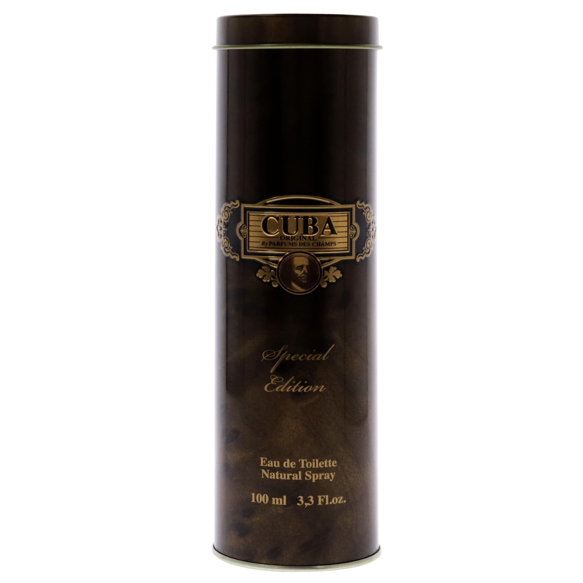 Cuba Paris Gold Special Edition men cologne showing the signature cigar shaped bottle design