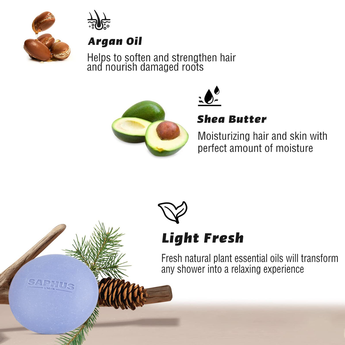Saphus 3-in-1 bar usage on hair beard and body