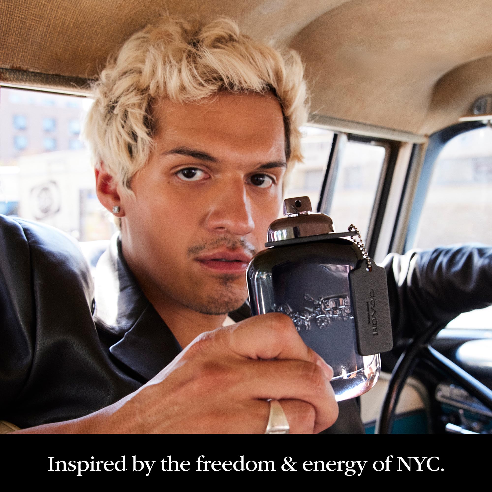 Premium packaging box of Coach New York Eau de Toilette masculine fragrance