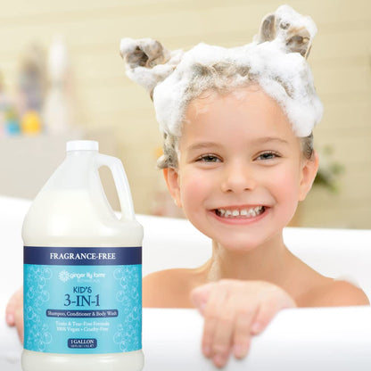 Ginger Lily Farms unscented baby shampoo and conditioner large value size container close up