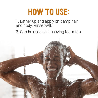 Woody's mens body wash 32 fluid ounce packaging design
