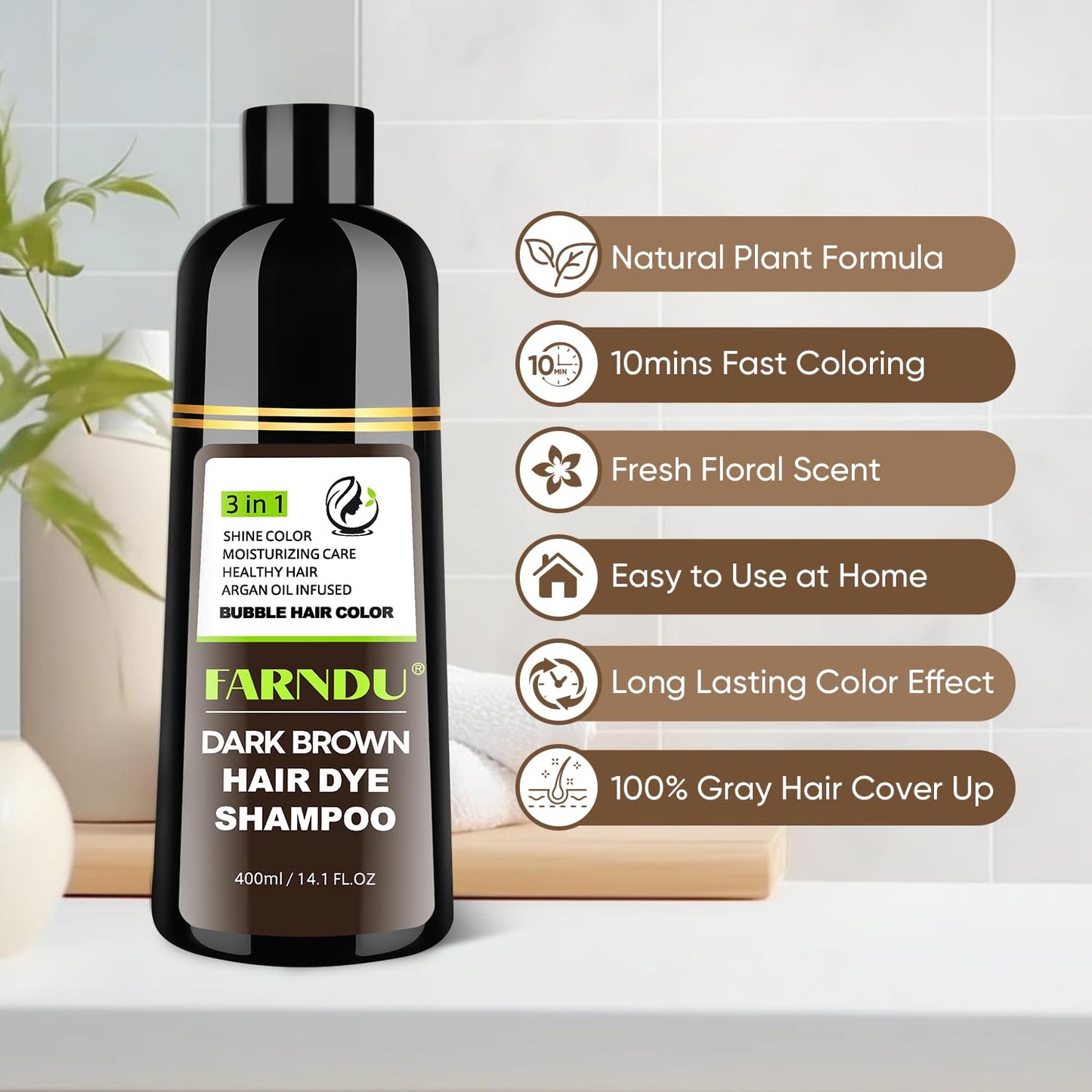 Grooming essential 3 in 1 hair dye shampoo suitable for men and women