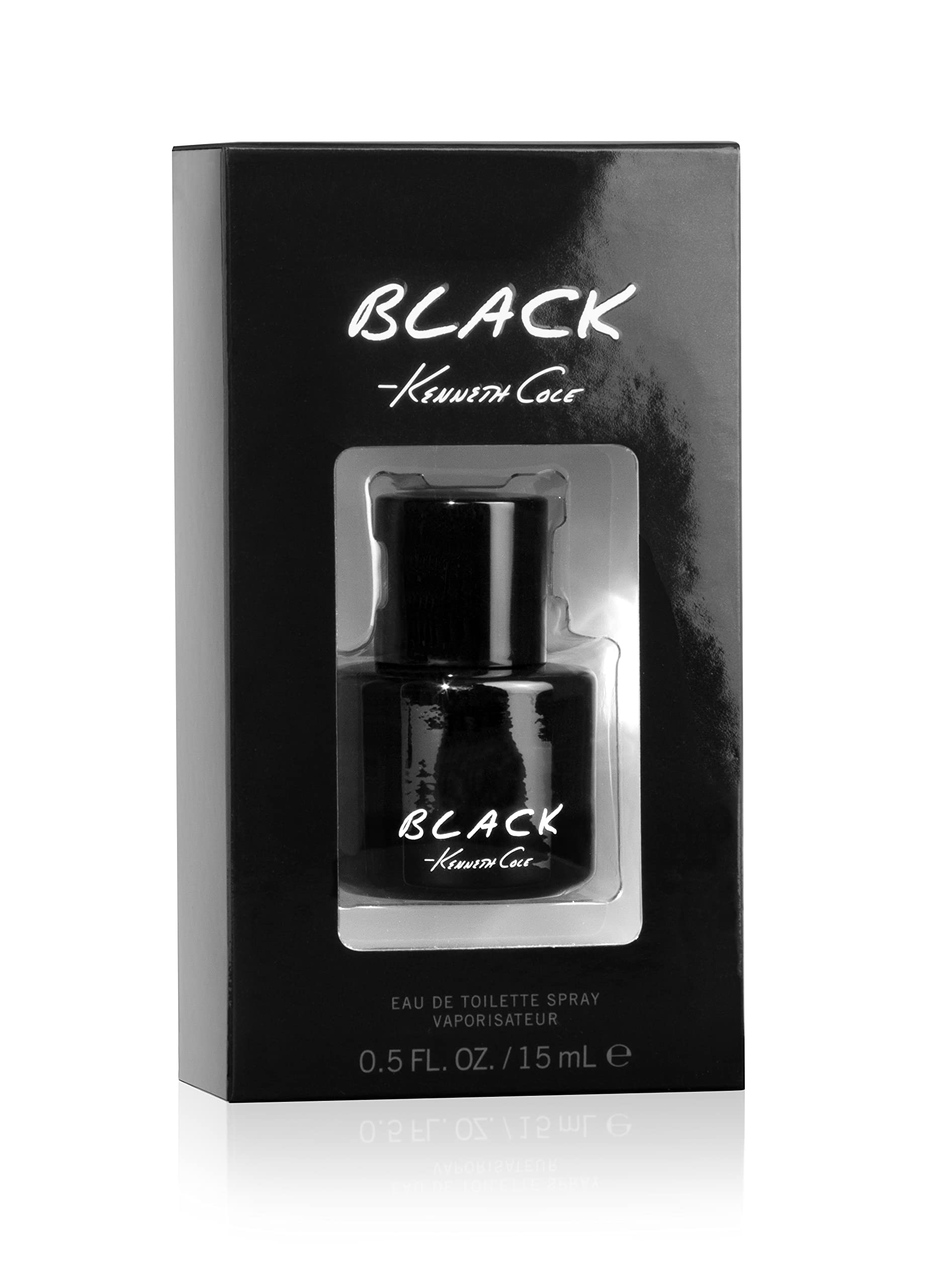 Kenneth Cole Black cologne spray bottle showcasing the sleek black packaging