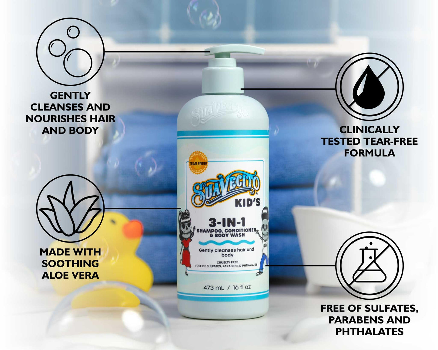 Authentic USA premium personal care Suavecito Kids multitasking shower gel